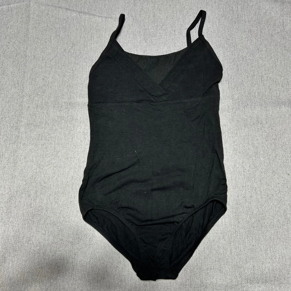 Cat & Jack Girls Dance Leotard L 10/12 Black Wrap Front Back Cutout NWT